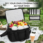 6 Cups Drink Carrier for Delivery, Reusable Cup Holder with Handle, Insulated Collapsible Drink Carrier, Adjustable Dividers, Shoulder Strap, Portable Cooler Tote Bag for Delivery, Travel, Car (Black)