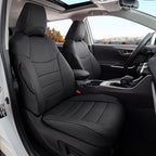 Custom Fit RAV4 Hybrid Seat Cover for Toyota RAV4 2019 2020 2021 2022 2023 2024 2025 Hybrid-LE/XLE/Limited/Woodland Edition/XLE Premium,Faux Leather,2-Row Full Set,(Black)