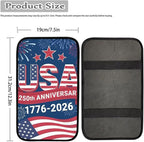 Dreaweet USA 250th Anniversary Center Console Cover 1776-2026 Flag Car Accessories Armrest Box Storage Mat Soft Comfort Arm Rest Cover for Car Truck SUV