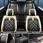 Car Seat Covers Fit for Mazda 3 2007-2026, Premium Leather, Full Coverage Leather Waterproof Breathable Seat Covers, Automotive Seat Protectors, Airbag Compatible(Full Set Seats, Black Beige)
