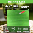 PWACCS Pressure Washer Hose 100FT, 3/8" Quick Connect Power Washing Hose Kink Resistant Steel Wire Braided, M22 14 Adapters, Cold/Hot Water, 4000 PSI
