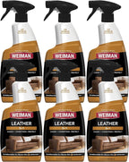 Weiman Leather Conditioner & Cleaner - Restores Surfaces, UV Protectants Help Prevent Cracking or Fading of Furniture, Sofa, Couch, Car Seats, Shoes, Purses, 6 Pack, 22 Oz