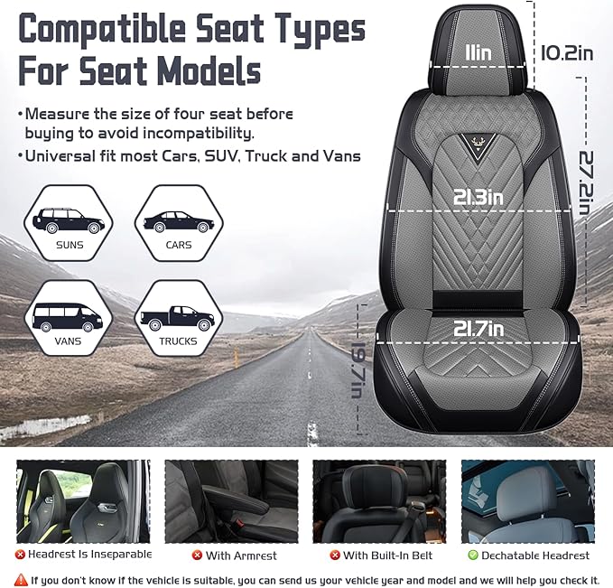 Truck Seat Covers for Chevy Silverado 3500 2007-2026, Waterproof Premium Leather Full Coverage Car Seat Cover, Muscle Sport Style Auto Interior Seat Cover Sets (Full Set/Black Gray)