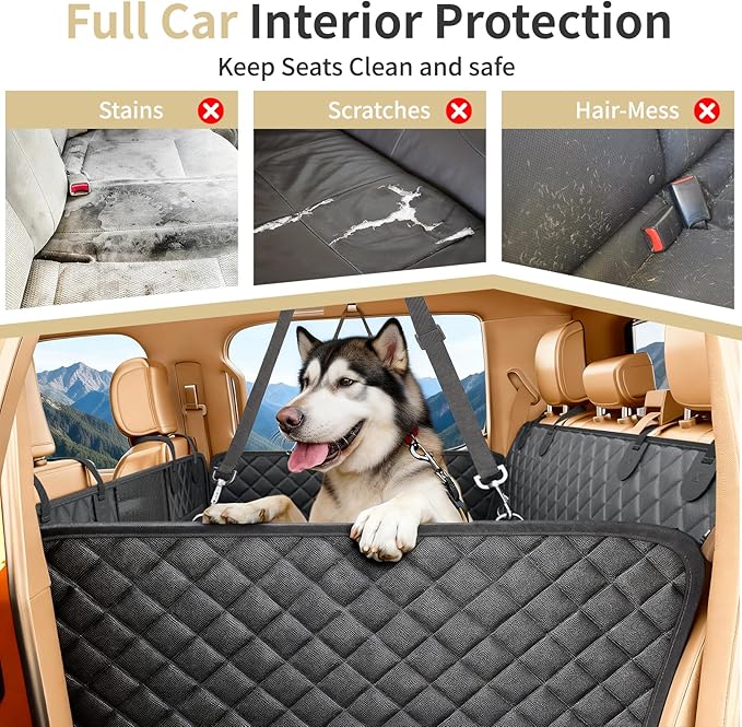 LEIMO KPARTS Dog Car Seat Cover for Back Seat,400lb Waterproof Dog Car Seat Cover Hard Bottom-Detachable,600D Heavy Duty Scratch Proof Nonslip Soft,Dog Hammock for SUVs,Car