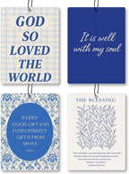 Retro Blue Floral Christian Car Air Freshener 4 Pcs - Trendy Girly Bible Verse Air Freshener Hanging Decor for Cars Closet Drawer Books, Girly Christian Car Accessories Mirror Decor for Women
