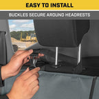 CAT Flexfit™ Gray Rear Seat Cover for Car, SUV, & Truck - Durable Canvas Material Back Car Seat Covers 60/40 Split Bench Protector - Back Seat Cover & Back Seat Protector Interior Accessories