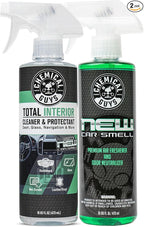 Chemical Guys Total Interior Cleaner and Protectant, New Car Smell, 16 fl oz + New Car Smell Premium Air Freshener and Odor Eliminator, Great for Cars, Trucks, SUVs, RV & More, 16 fl oz