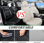 Car Seat Covers for Genesis GV70 2022-2025 2026, Full Set Nappa Leather Waterproof Breathable Anti-Slip Airbag Compatible Car Seats Protector, Car Interior Seats Cover (Beige,+Pillow)
