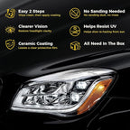 Ceramic Car Headlight Restoration Kit, No Sanding, Removes Yellowing and Cloudiness, Restores Clarity to Like New Look, No Power Tools Needed, Wipe Rinse Coat for Car Truck SUV-2 Pack