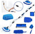 Car Cleaning Kit,62'' Car Wash Brush with Long Handle,Complete Car Cleaning Brush Kit Microfiber Cleaning Head & Extra-Thick Aluminum Extension Pole for Car, Truck, SUV, RV