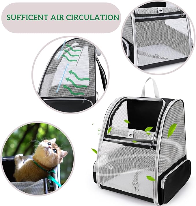 Lollimeow Cat Backpack Carrier, Ideal for Small Animals & Puppies, Airline Approved,Safe for Travel, Hiking, Vet Transport & Outdoor Use Fully Ventilated Design for Ultimate Comfort On-the-Go