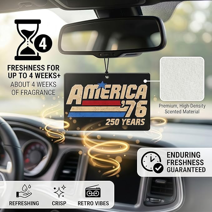 9Pcs USA 250th Anniversary Car Air Freshener, 1776-2026 Semiquincentennial Commemorative Hanging Ornament, Patriotic Double-Sided Scented Tablet, 2026 Independence Day Souvenir Gifts (Style 6)