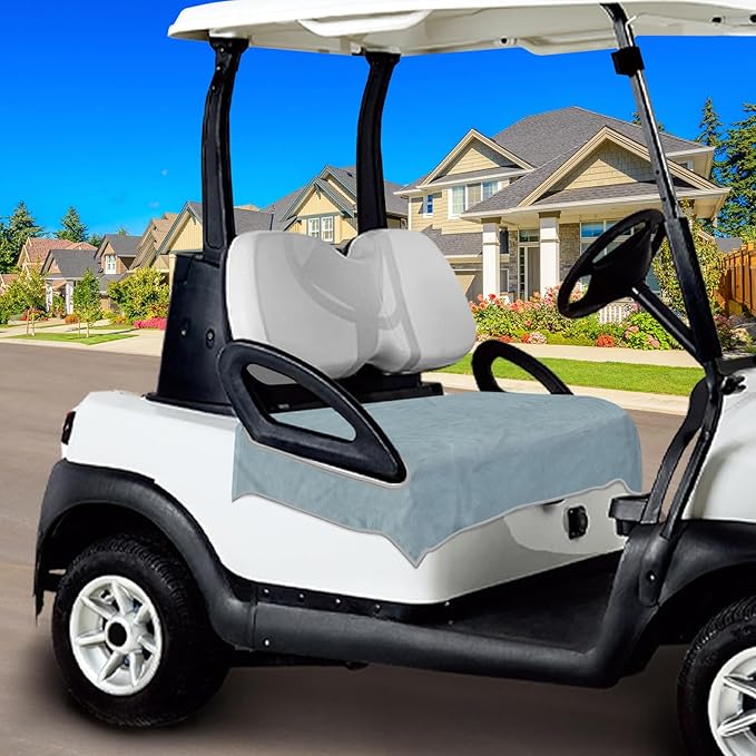 Golf Cart Seat Covers, Breathable Golf Cart Seat Towel Blanket, Keeps Seats Dry & Comfortable in All Weather, Universal 51"x30" for EZGO, Yamaha, Club Car and More 2/4-seats Cart, Light Gray