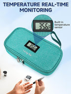 YOUSHARES Insulin Cooler Travel Case for Pen & Vials, Temperature Display Diabetic Medication Cooling Bag with Protective Ice Brick, TSA Approved Refrigerated Diabetes Supplies Carrying Organizer