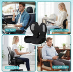 Memory Foam Seat Cushion with Lumbar Support Pillow,Office Chair Cushion,Ergonomic Car Seat Cushion,Designed for Tailbone,Sciatica, Lower Back Pain Relief,for Office,Car,Truck,Desk Chair