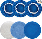 THINKWORK 6 Pcs Car Polishing Pad, Buffing Pad for 10 Inch Car Polisher, Microfiber Wax Applicator Pad for Car, Microfiber, Wool, Coral Fleece