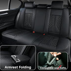 Black Leather Car Seat Covers - Luxury Waterproof Car Seat Covers with Lumbar Support, Non-Slip Base, and Airbag Compatibility; Suitable for Sedans, Suvs, and Pickups.