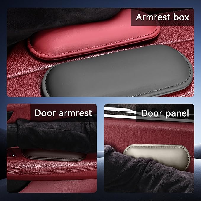 Car Center Console Knee Leg Elbow Cushion Pad, Soft Leather Door Armrest Foot Care Thigh Support Comfort Pillow, Auto Interior Accessories for Knee Pain Relief (Red)