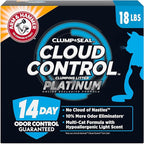 ARM & Hammer Cloud Control Platinum Cat Litter, Hypoallergenic, Dust-Free, Multi-Cat, 14-Day Odor Control, 18 lbs – Dander Shield & Baking Soda