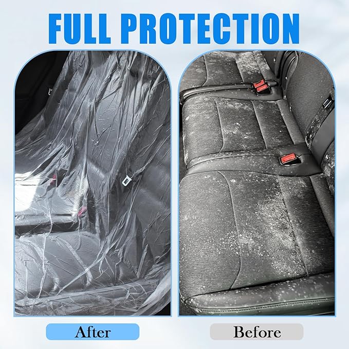 20PCS Plastic Seat Covers for Cars,Full Coverage Disposable Car Seat Covers for Keeping Front and Back Seats Clean,Universal Car Accessories Cars Seats Protector for Most Vehicles