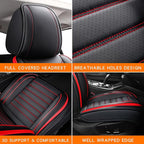 Leather Car Seat Covers Full Set, Universal Faux Leather Car Seat Covers 5 Seats, Automotive Seat Covers for Most Sedans SUVs Trucks, Front and Rear Seat Covers,Wine Red