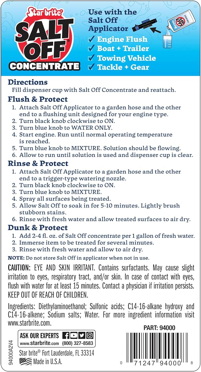 STAR BRITE Salt Off Remover & Marine Engine Flush Kit - Protects & Cleans Boat Engines, Hulls, Decks, and Trailers - Includes Applicator for Easy Use