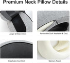Neck Pillow for Traveling, Travel Neck Pillow for Airplanes, 100% Pure Memory Foam, 360° Support Stowable Pillows for Sleeping, Breathable & Washable Cover, Compact for Travel, Car & Office (Gray)