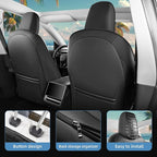 for Tesla Model Y 2025 2026 Seat Cover Full Set Black and White Nappa Leather Seat Cover (Crocodile Black+White 25-26)