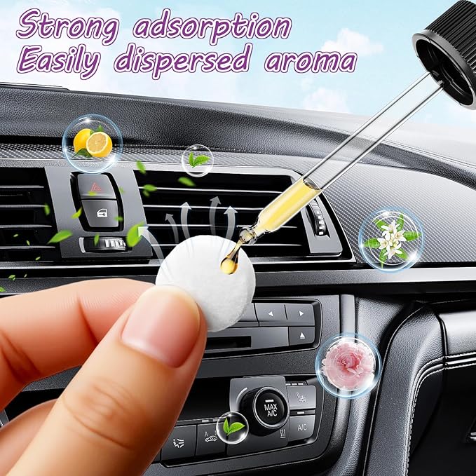 100 PCS Car Air Freshener Refill Felt Pads - 17 mm Unscented Essential Oil Perfume Refill Pads, Air Freshener Replacement Pad, Universal Essential Oil Diffuser Pad for Vent Clips, Home, Car Use