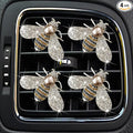 Bling Bee Air Vent Clips, 4 Pcs Crystal Car Air Fresheners Vent Clips Car Diffuser Vent Clip Rhinestone Diamond Bee Decoration Interior Decor Bling Accessories for Women (4 Pcs Bee)