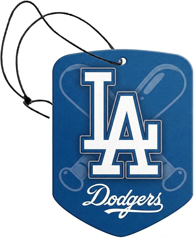 2 Pack MLB Dodgers Car Air Freshener - Licensed Hanging Scented Air Freshener, Blue Shield with LA Dodgers, Sports Fan Auto Fragrance for Car, Truck & Home