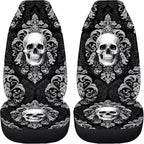 Skull Flower Car Seat Covers Front Seats Only Breathable Stretch Polyester Fabric Cover Easy to Install Car Accessories Universal Fit for Most Vehicle