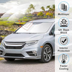 Windshield Sun Shade Custome Fit 2018-2024 2025 2026 Honda Odyssey Accessories LX,EX,EX-L,Touring,Elite Minivan Foldable Window Sunshade Protector Blocks Sun Rays & Heat