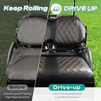 DRIVE UP Golf Cart Diamond Seat Covers Fit for Club Car Precedent, Black Diamond Cross Leather Club Car Seat Covers with Diamond Cross Pattern, Black with Brown Stitching, Wear-Resistant, Waterproof