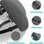 FORTEM Lumbar Support Pillow for Office Chair, Lumbar Support Pillow for Car, Back Rest for Gaming, Memory Foam Pillow, Desk Chair Cushion, Breathable & Washable Cover, Adjustable Straps
