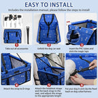 PetsHome Dog Car Seat Foldable Dog Car Booster Seat Waterproof Breathable Oxford Travel Bag for Small to Medium Dogs, Puppies, and Pets-Pattern Blue+Mat