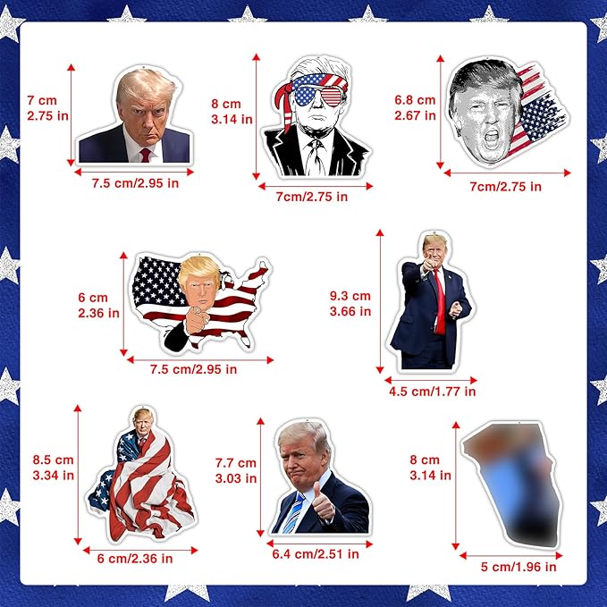 American USA President Car Air Freshener Card Pendant（8 Pack Refreshing Ice Scent） American Flag Gifts Merch Party Supplies Room Decor Accessories for Hanging Rearview Car Interior