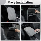 Amiss Auto Center Console Pad, Universal Waterproof Armrest Seat Box Cover, Leather Auto Armrest Cover Protector for Most Vehicles, SUV, Truck, Car (Gray)