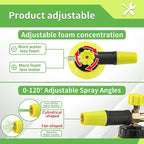 Foam Cannon Dual Connector Accessory for Pressure Washer, Double Tip Attachment Soap Cannon with Replacement Adapter for Portland Husky and Ryobi Power Washer, 1/4" Quick Connect, 5 Nozzles
