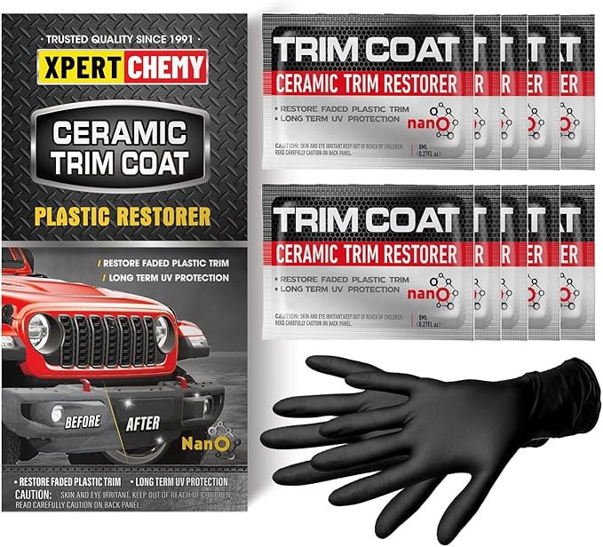 Ceramic Trim Coat Kit, Plastic Restorer for Cars Ceramic Coating Wipes to Lasting Over 230 Washes,The Ceramic Coating Helps Improve Optical Clarity On Clear Car Plastic