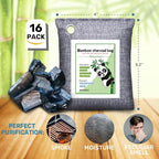 Activated Charcoal Odor Absorber for Strong Odor, Basement, Cars, Closets, Shoes, Smoke. 16 Pack Bamboo Charcoal Air Purifying Bags Deodorizer Odor Eliminator for Home