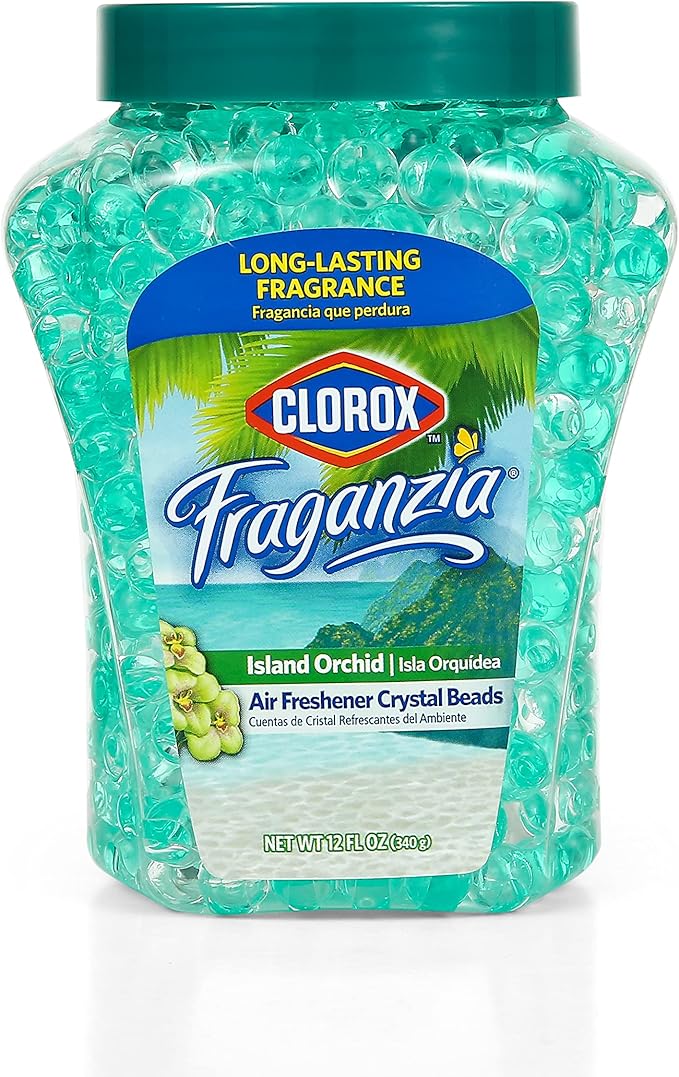 Clorox Fraganzia 12 Oz Island Orchard and Morning Sky Crystal Beads Air Fresheners - Long-Lasting Gel Beads for Home, Bathroom, Car