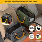 PAWZIDEA Center Console Dog Car Seat, Enclosed Small Dog Armrest Booster Carseat, Secure Straps &Anti Slip, Portable TSA Approved Puppy Pet Carrier Soft-Sided, Removable Pillow Storage Pocket, up 12lb
