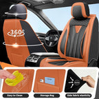 Fit Altima Car Seat Covers Compatible with Nissan Altima 2011-2025 2026 - Full Set Premium Leather， Waterproof Breathable， All-Weather Seat Cushion Protecto&Airbag Compatible （Orange&Black