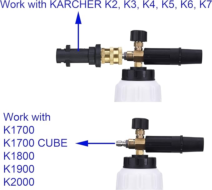 M MINGLE Foam Cannon, Compatible with Karcher K2, K3, K4, K5, K6, K7 Pressure Washer, with 5 Nozzle Tips, 1/4 Inch Quick Connector