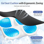 ZIKEE Car Seat Cushion for Driving with Cooling Gel, Ergonomic Memory Foam Seat Cushion for Car Provides Sciatica, Back, Tailbone Pain Relief and Intimate Ventilation, Anti-Slip & Breathable Cover