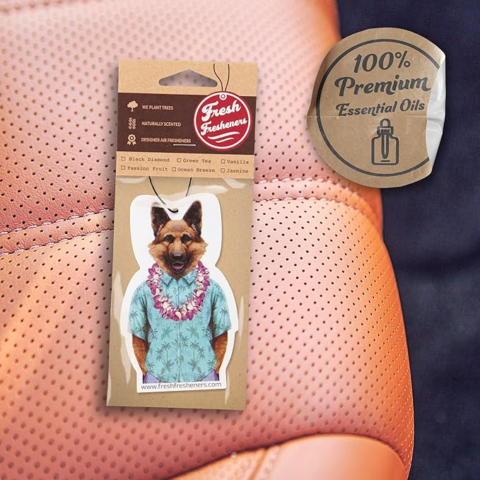 Dog Car Air Freshener 4 Pack German Shepherd Scented With Premium Oils By Fresh Fresheners (4 Pack)