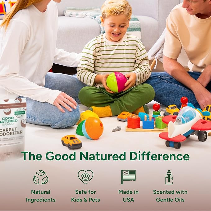 Good Natured Brand | Carpet Deodorizer & Freshener Powder | 31 oz Pet Odor Eliminator for Strong Odor & Pet Urine | Fresh Natural Mahogany Coconut Bliss Scent | Safe for Homes with Pets