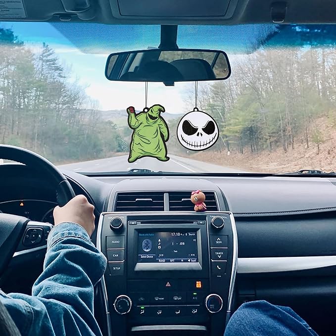 4Pcs Nightmare Sally Theme Car Air Freshener Hanging Fragrance Chips Zombie Bride Ghost Rearview Mirror Pendant Essential Oil Diffuser Hanging Scent Car Accessories Decor