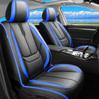 Fit Passport Car Seat Covers for Honda Passport 2019-2025 2026 - Upgraded Premium Waterproof & Breathable Leather,Airbag Compatible,All-Weather Seat Cushion Protector,Full Set,Black-Blue